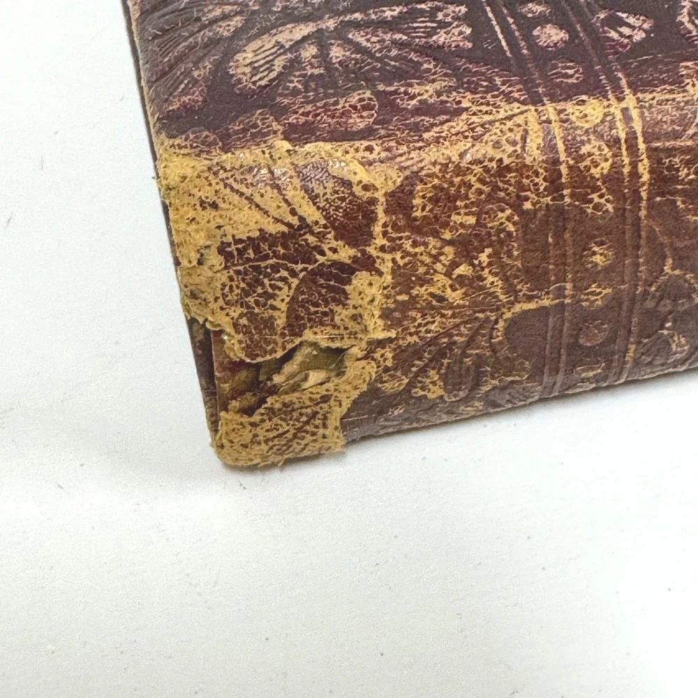 Antique Oliver Goldsmith Leather Bound Book Embossed Floral Burgundy Gold Gilt
